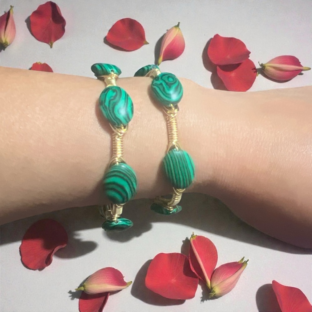 Malachite Gold Bangle